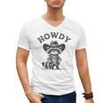 Howdy Raccoon Unisex V-Neck T-Shirt for Animal Lovers | Cowboy Theme