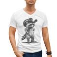 Raccoon Cowboy V-Neck T-Shirt - Unisex Fun Graphic for Animal Lovers