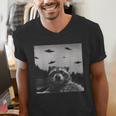 Alien UFO Raccoon Men's V-Neck T-Shirt