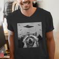 Alien UFO Raccoon Men's V-Neck T-Shirt – Unique Space Adventure Theme