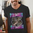 Baddies Get Saddies Raccoon Meme Men's V-Neck T-Shirt | Fun Design