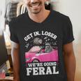Get In Loser Meme Unisex V-Neck T-Shirt - Raccoon & Opossum Humor