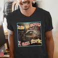 Ironic Raccoon Meme V-Neck T-Shirt - Humorous Gift for Men