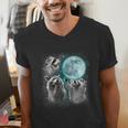 Men's V-Neck - 3 Raccoons Howling At Moon | Unique Animal Theme