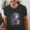 Men's V-Neck T-Shirt - Rat Howling at Moon Design | Unique Gift