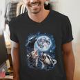 Men's V-Neck T-Shirt - Three Animal Moon Meme | Fun Wildlife Theme