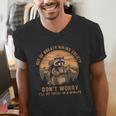 Out Of Breath Hiking Society Vintage Raccoon Men's V-Neck T-Shirt