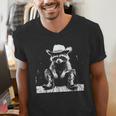 Raccoon Cowboy V-Neck T-Shirt - Western Theme for Adults & Kids