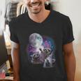 Raccoon Men's V-Neck T-Shirt - Moonlit Wilderness Theme
