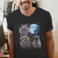 Raccoon Men's V-Neck T-Shirt - Night Scene Wildlife Lover's Gift