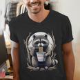 Raccoon Noodle Cup Unisex V-Neck T-Shirt | Fun Wildlife Design