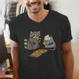 Raccoon Pizza Eating Unisex V-Neck T-Shirt – Fun Street Cat Theme