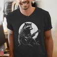 Raccoon Playing Guitar T-Shirt - Moonlit Guitarist Vibe | Men's V-Neck