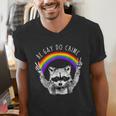 Raccoon Pride V-Neck T-Shirt - LGBTQ Rainbow Celebration for Men