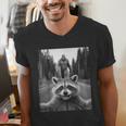 Raccoon & Sasquatch Selfie Men's V-Neck T-Shirt | Fun Wildlife Tee