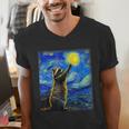 Raccoon Starry Night Van Gogh Men's V-Neck T-Shirt for Art Lovers