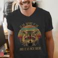 Raccoon 'Trash Panda' Cartoon Men's V-Neck Tee - Fun Wildlife Design