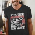 Raccoon V-Neck Men's T-Shirt | Playful Strawberry Design