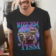 Retro Raccoon Meme Men's V-Neck T-Shirt - Rizz Vibes