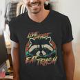 Retro Raccoon Men's V-Neck T-Shirt - Live Fast Eat Trash
