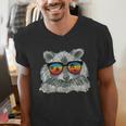 Retro Raccoon with Sunglasses Men's V-Neck T-Shirt - Animal Lover