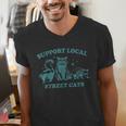 Support Local Street Cat Vintage Raccoon Wildlife Men's V-Neck Tee