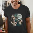 Three Possum Moon 3 Opossum Weird Cursed Meme Men's V-Neck T-Shirt