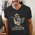 Vintage Western Humor | Overstimulated Cowboy Raccoon Men's V-Neck T-Shirt