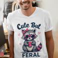 Cute But Feral Raccoon V-Neck T-Shirt for Women & Men - Fun Summer Style