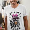 Cute Feral Raccoon V-Neck T-Shirt | Artistic Men's Tee