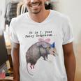 Fairy Godpossum V-Neck T-Shirt - Raccoon Trash Panda Fun for Men