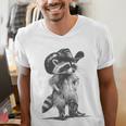 Raccoon Cowboy V-Neck T-Shirt - Unisex Fun Graphic for Animal Lovers
