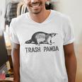 Raccoon Men's V-Neck T-Shirt - Modern Grey Animal Print, Small