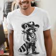 Raccoon Western V-Neck T-Shirt for Men & Women - Cowboy Cowgirl Style