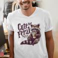 Vintage Raccoon Coffee Men's V-Neck T-Shirt – Quirky & Fun