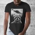 Alien UFO Raccoon Men's V-Neck T-Shirt - Quirky Sci-Fi Style