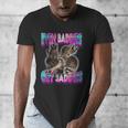 Baddies Get Saddies Raccoon Meme Men's V-Neck T-Shirt | Fun Design