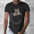 Men's V-Neck T-Shirt - Pocket Raccoon Design | Fun Animal Lovers Tee