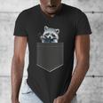 Men's V-Neck T-Shirt with Cute Pocket Raccoon Design | Fun & Casual