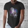 Raccoon Men's V-Neck T-Shirt - Moonlit Wilderness Theme