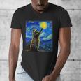 Raccoon Starry Night Van Gogh Men's V-Neck T-Shirt for Art Lovers