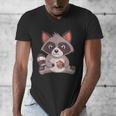Raccoon with Cookie Men's V-Neck T-Shirt | Whimsical Charm for Adults