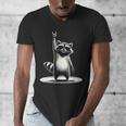 Retro Raccoon Rock V-Neck T-Shirt for Music Lovers