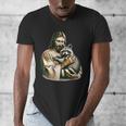 Vintage Distressed Jesus Raccoon Hug Men's V-Neck T-Shirt