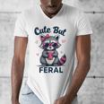 Cute But Feral Raccoon V-Neck T-Shirt for Women & Men - Fun Summer Style