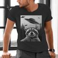 Alien UFO Raccoon Men's V-Neck T-Shirt - Quirky Sci-Fi Style