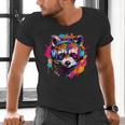 Colorful Retro Raccoon T-Shirt with Headphones – Unisex V-Neck