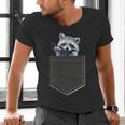 Men's V-Neck T-Shirt with Cute Pocket Raccoon Design | Fun & Casual