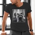Raccoon & Sasquatch Selfie Men's V-Neck T-Shirt | Fun Outdoor Theme