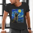 Raccoon Starry Night Van Gogh Men's V-Neck T-Shirt for Art Lovers
